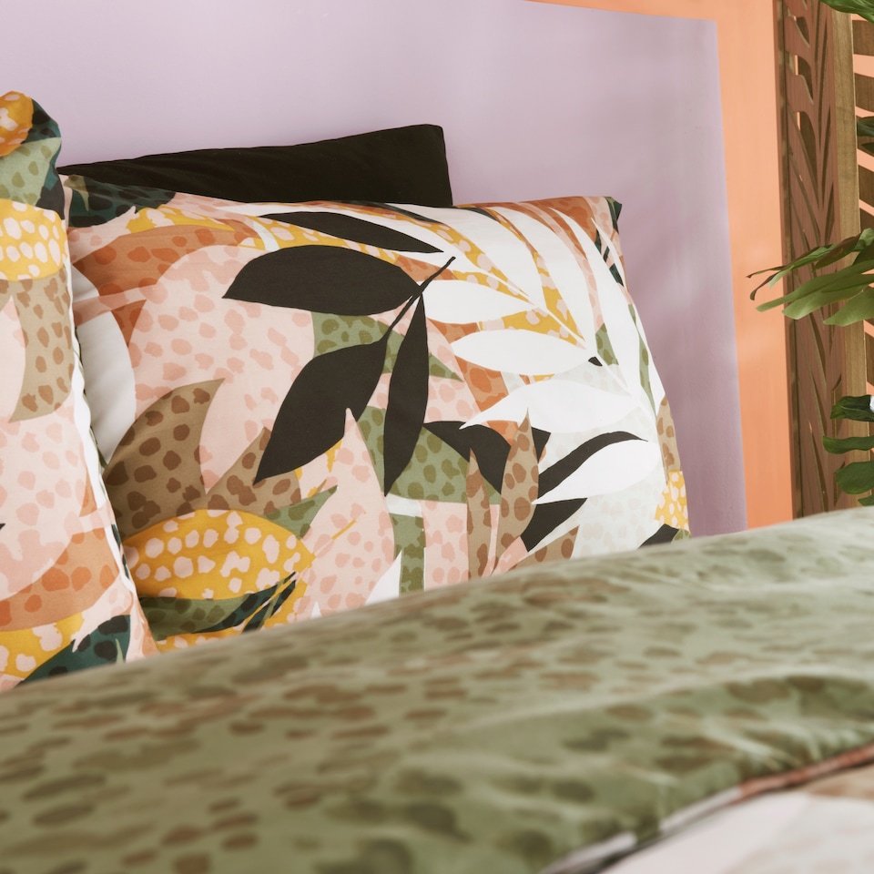 image 1 of Cosmo Living Graphix Leaf Duvet Set Double