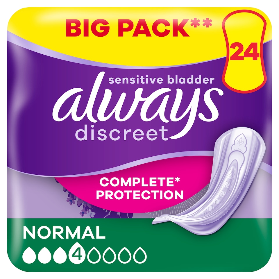 image 1 of Always Discreet Normal Incontinence Pads 24 Pack