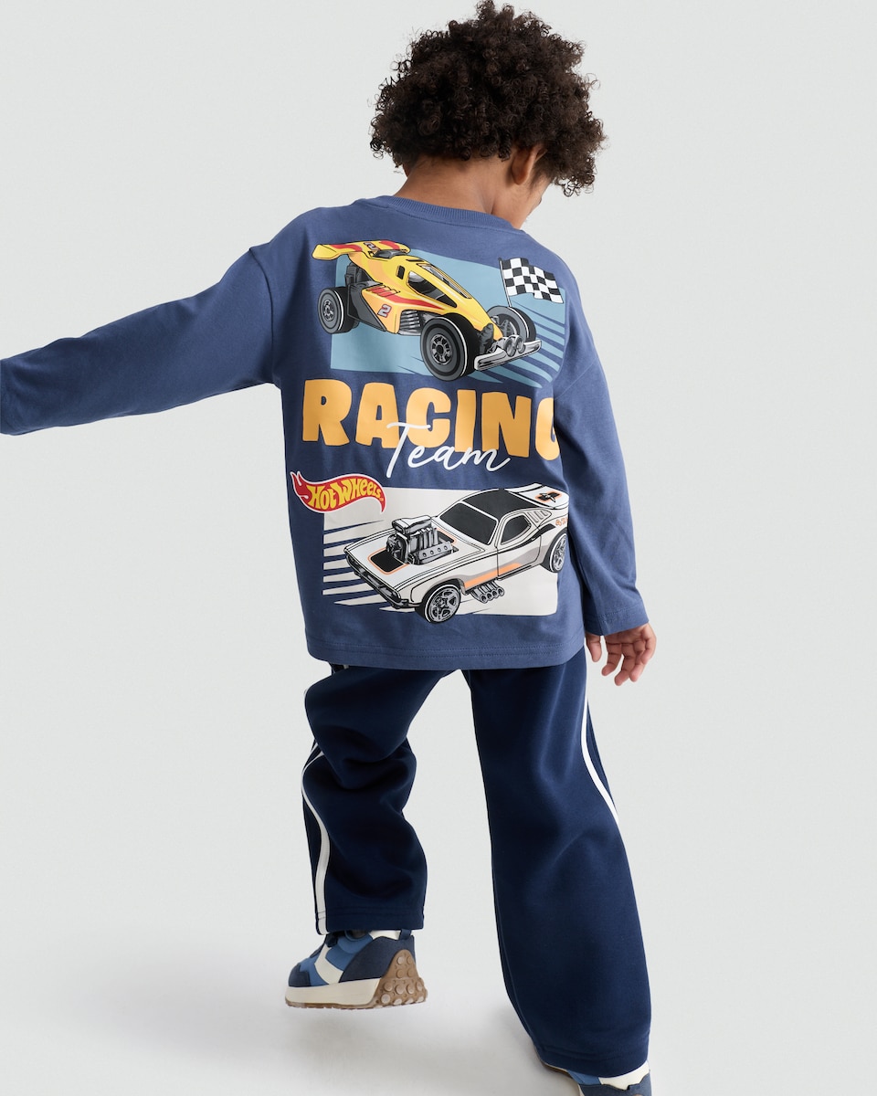 image 1 of Hot Wheels Pure Cotton Long Sleeved Top in Blue
