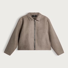 The F&F Edit Faux Suede Zip Through Collared Jacket in Grey