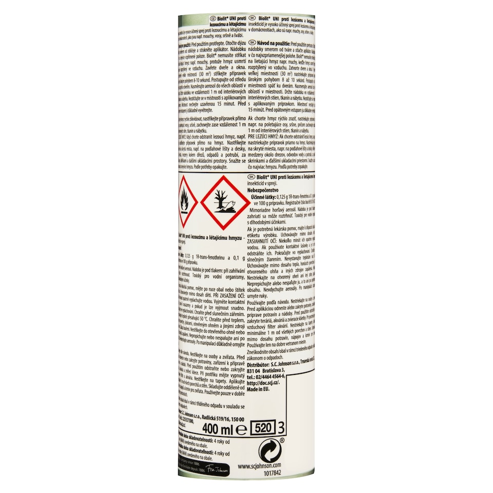 obrázok 1 z Biolit Uni proti lezúcemu a lietajúcemu hmyzu insekticíd v spreji 400 ml