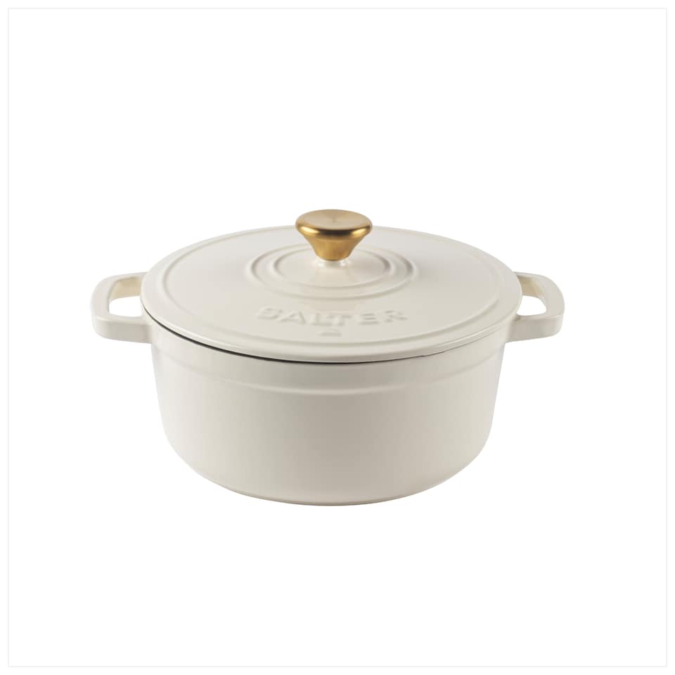 image 1 of Salter Cream Cast Iron Casserole Pot 24cm