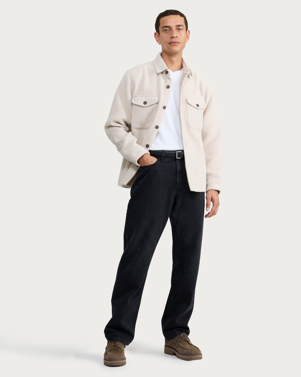 image 1 of The F&F Edit Boucle Textured Button Up Shacket with Wool in Cream