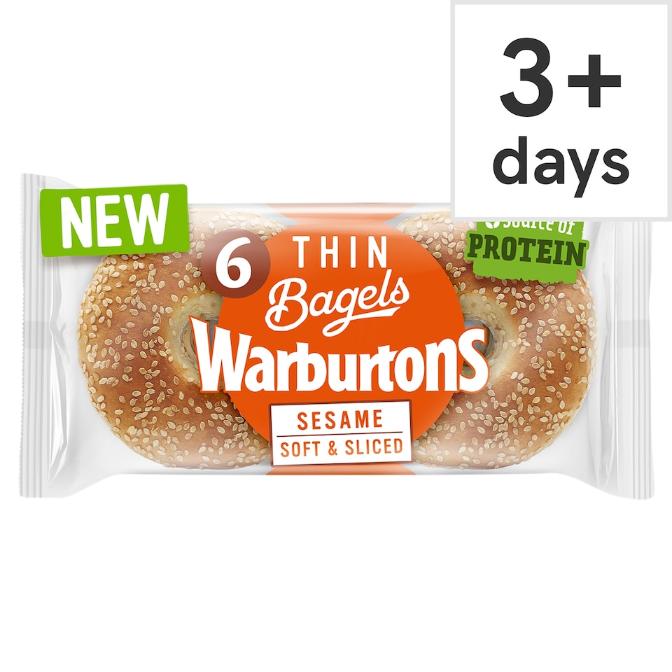 image 1 of Warburtons Thin Bagels - Sesame 6 Pack