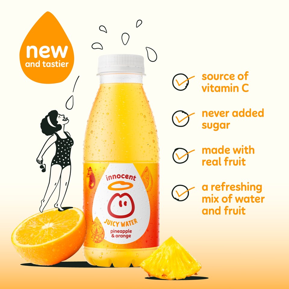 image 1 of Innocent Juicy Water Pineapple & Orange Juice Drink 420ml