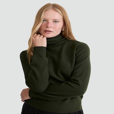 F&F Knitted Roll Neck Jumper with Wool in Olive