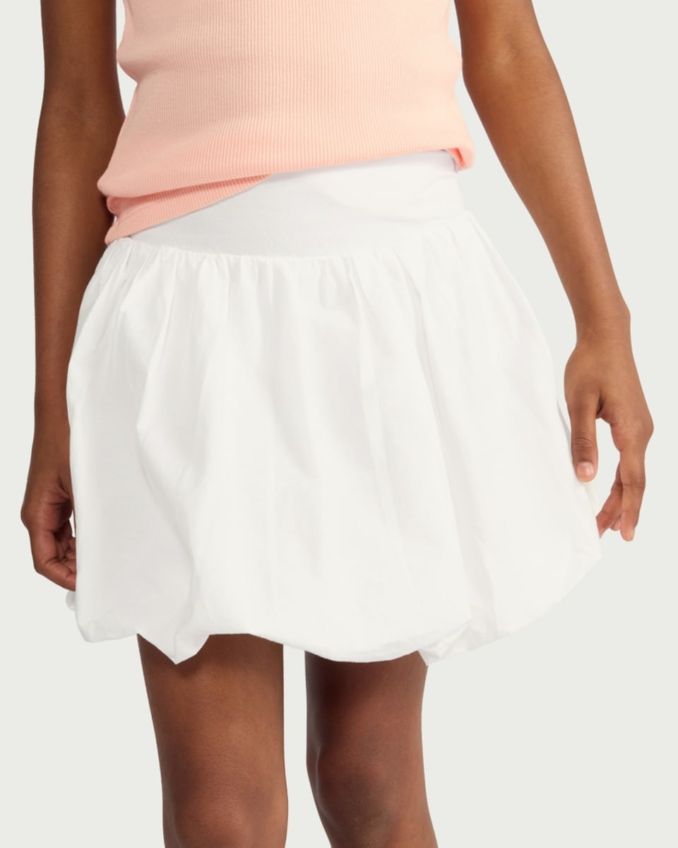 image 1 of F&F Girls Pure Cotton Bubble Hem Skirt in White
