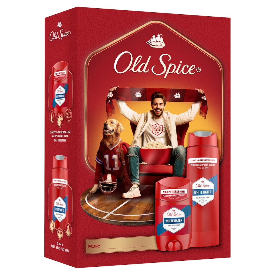 Obrázek 1 pro produkt Old Spice Sports Fan Dárková Sada S Tuhým Deodorantem A Sprchovým Gelem Whitewater