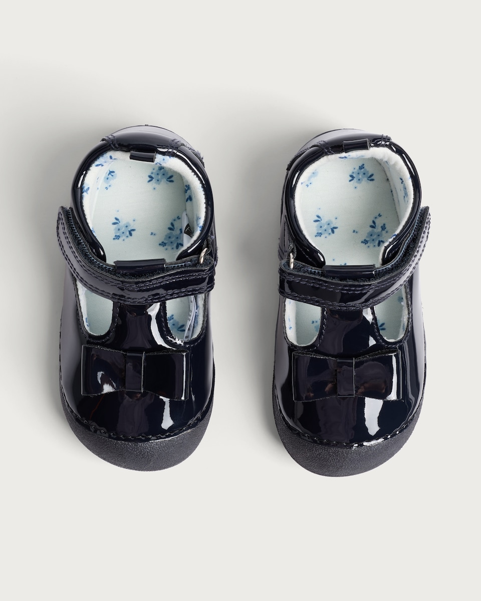 image 1 of F&F Baby Patent T-Bar Pram Shoes in Black