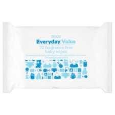Tesco Every Day Value Baby Wipes Fragrance Free 72