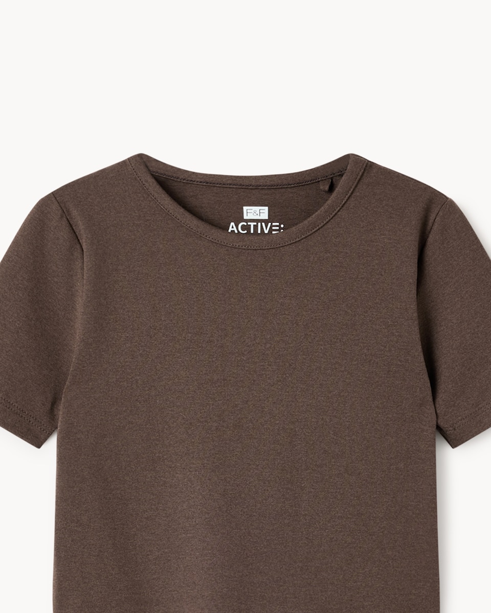 image 1 of F&F Active Girls ULTRAMOVE T-Shirt and Flared Leggings Set in Brown