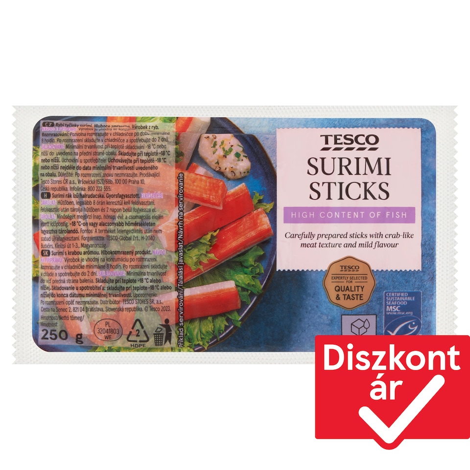 Tesco Quick-Frozen Surimi Crab Flavoured Fish Fingers 250 g