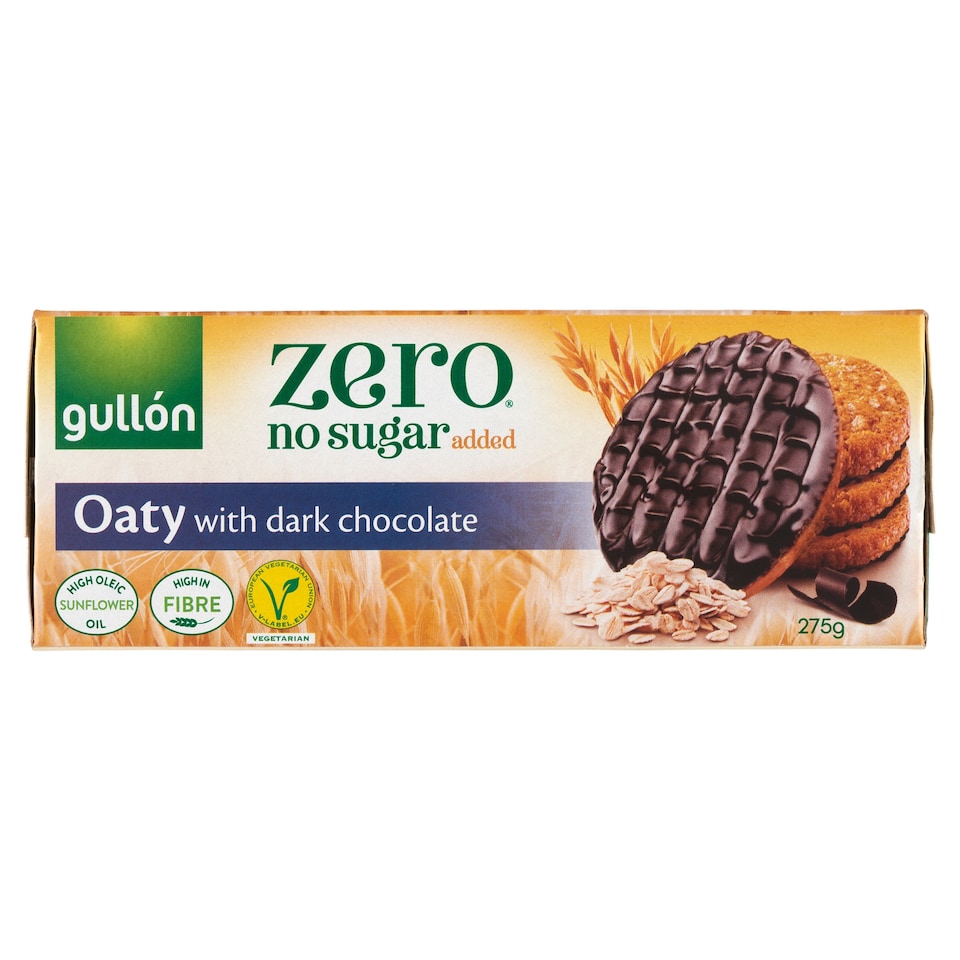image 1 of Gullón Zero Dark Chocolate Covered Oat Biscuits with Sweetener 275 g