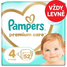 Pampers Premium Care Size 4, 52 Nappies, 9kg-14kg