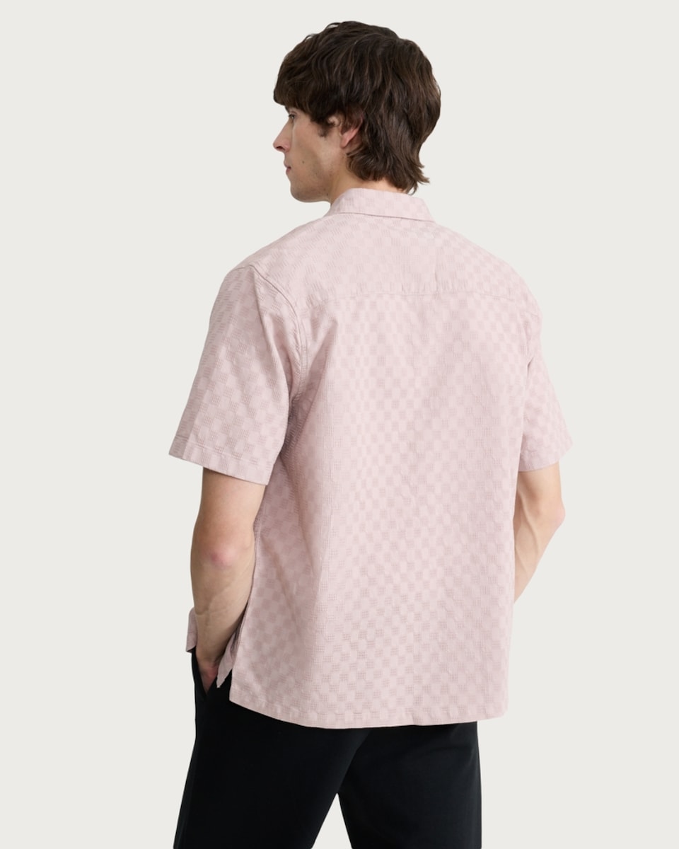 image 1 of F&F Pure Cotton Textured Short Sleeved Shirt in Pink