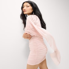 F&F Ruched Draped Mini Dress in Pink