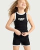 image 3 of F&F Girls Cotton Rich Contrast Trim Shorts in Black