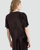 image 2 of F&F Velvet Textured Short Sleeved Co-ord Top in Brown