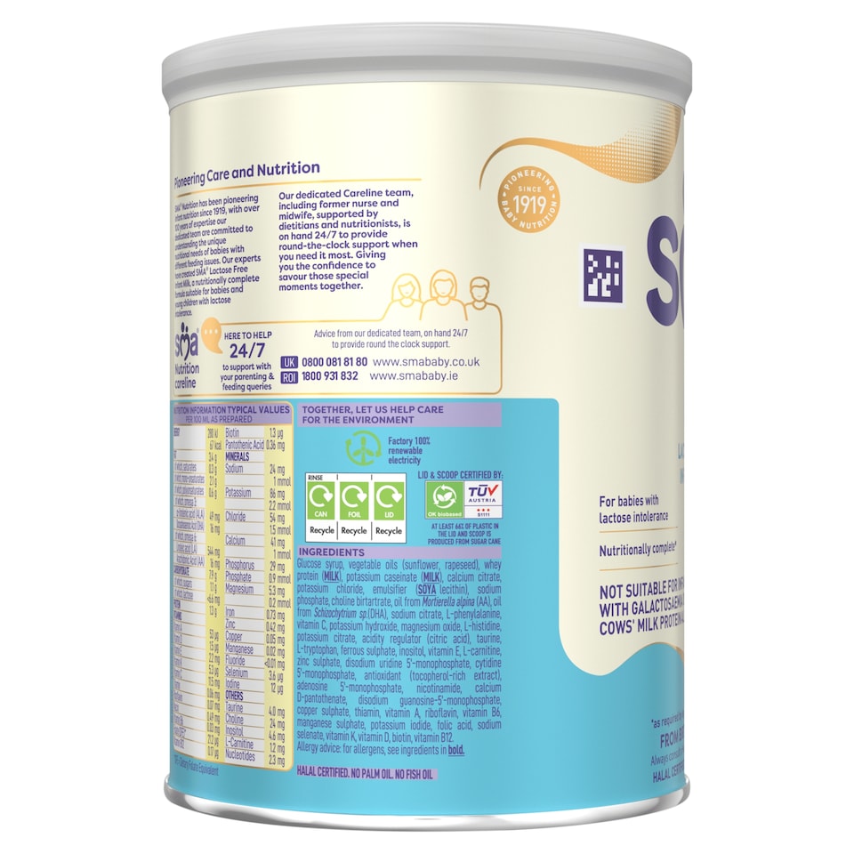 image 1 of SMA Lactose Free Infant Baby Milk Formula Powder from Birth 800g