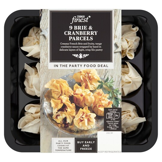 Tesco Finest* 9 Brie & Cranberry Parcels 198G Tesco Groceries
