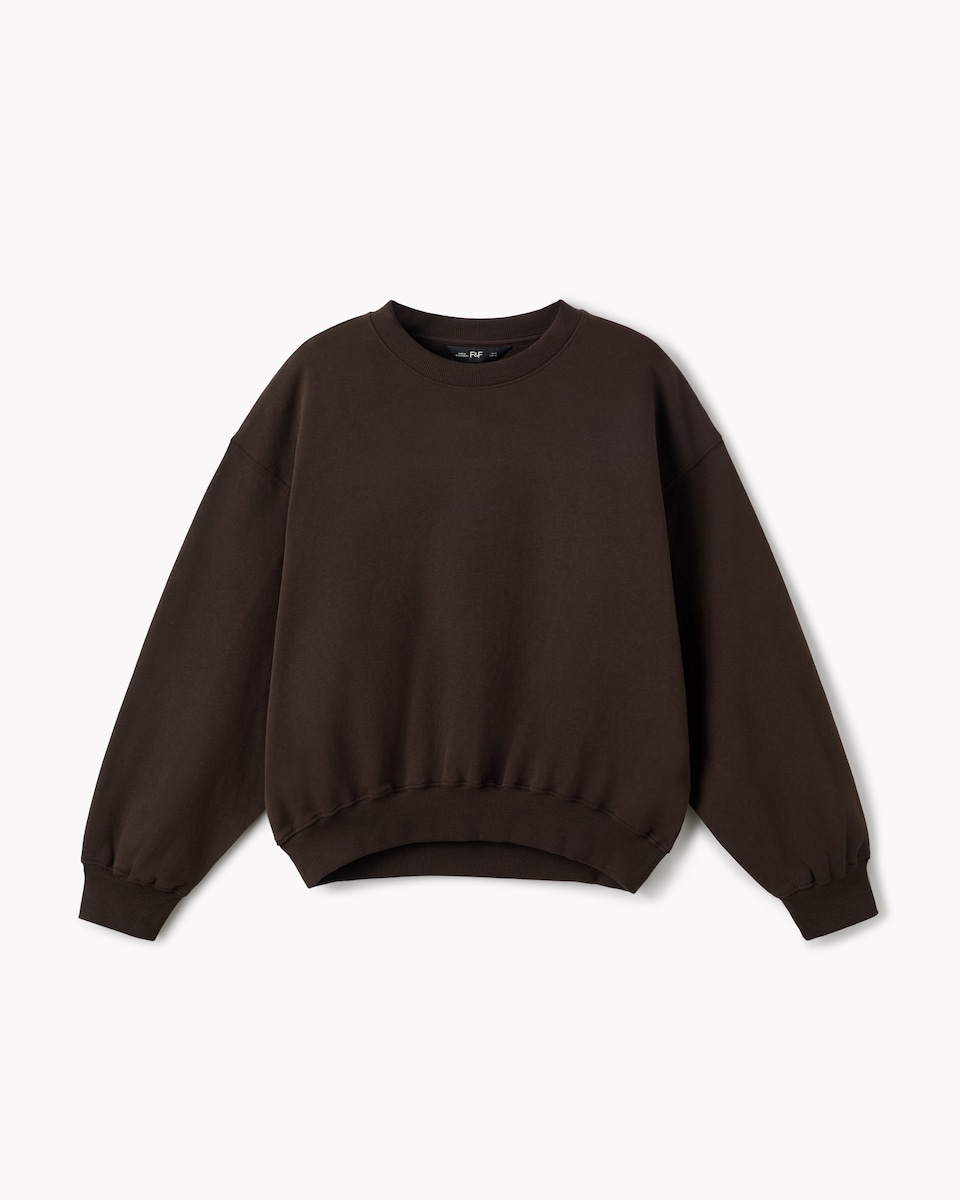 image 1 of F&F Cotton Rich Balloon Sleeved Sweatshirt in Chocolate