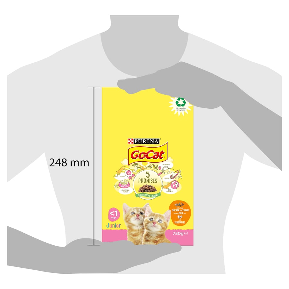 image 1 of GO-CAT Kitten Chicken; Turkey and Milk Dry Cat Food 750g