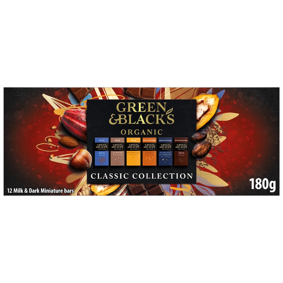 GREEN & BLACK'S Organic Milk & Dark Miniature Bars 12X15g