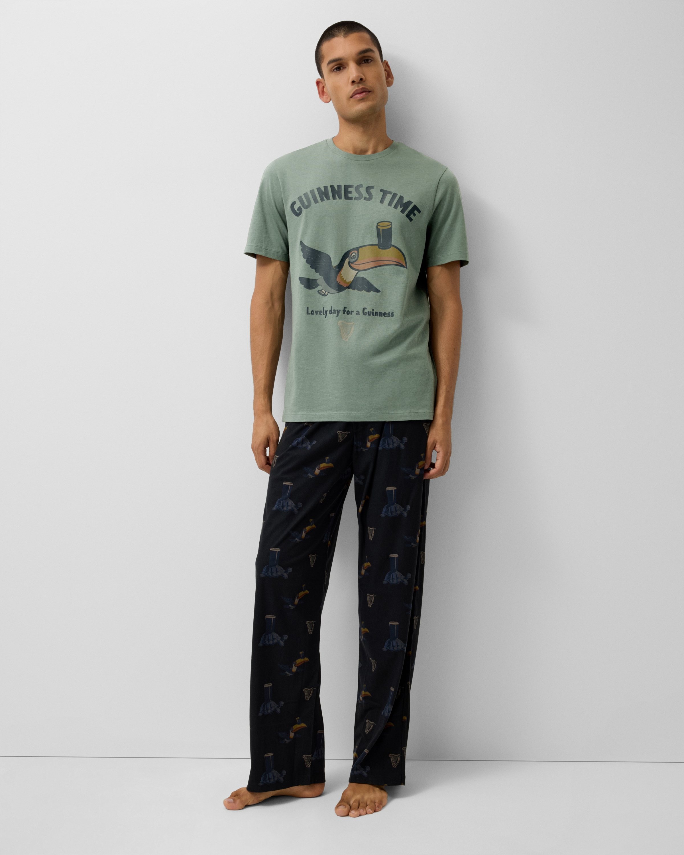 Guinness Fleece Bottoms Pyjama Set in Black