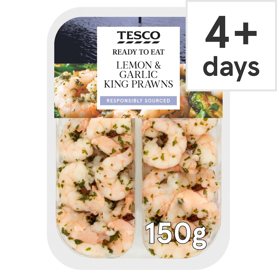 TESCO Lemon & Garlic King Prawns 150G