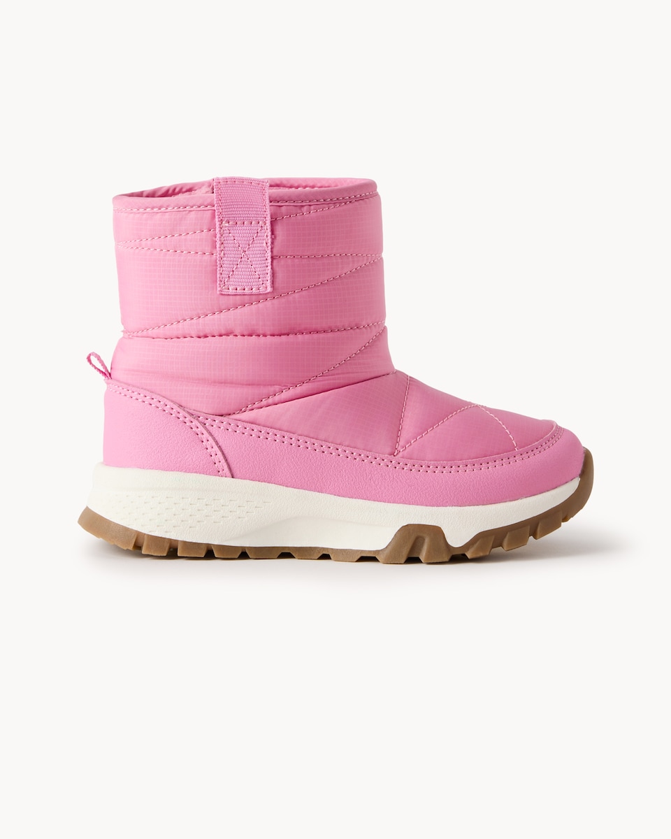 image 1 of F&F Girls Shower Resistant Quilted Snow Boots in Pink