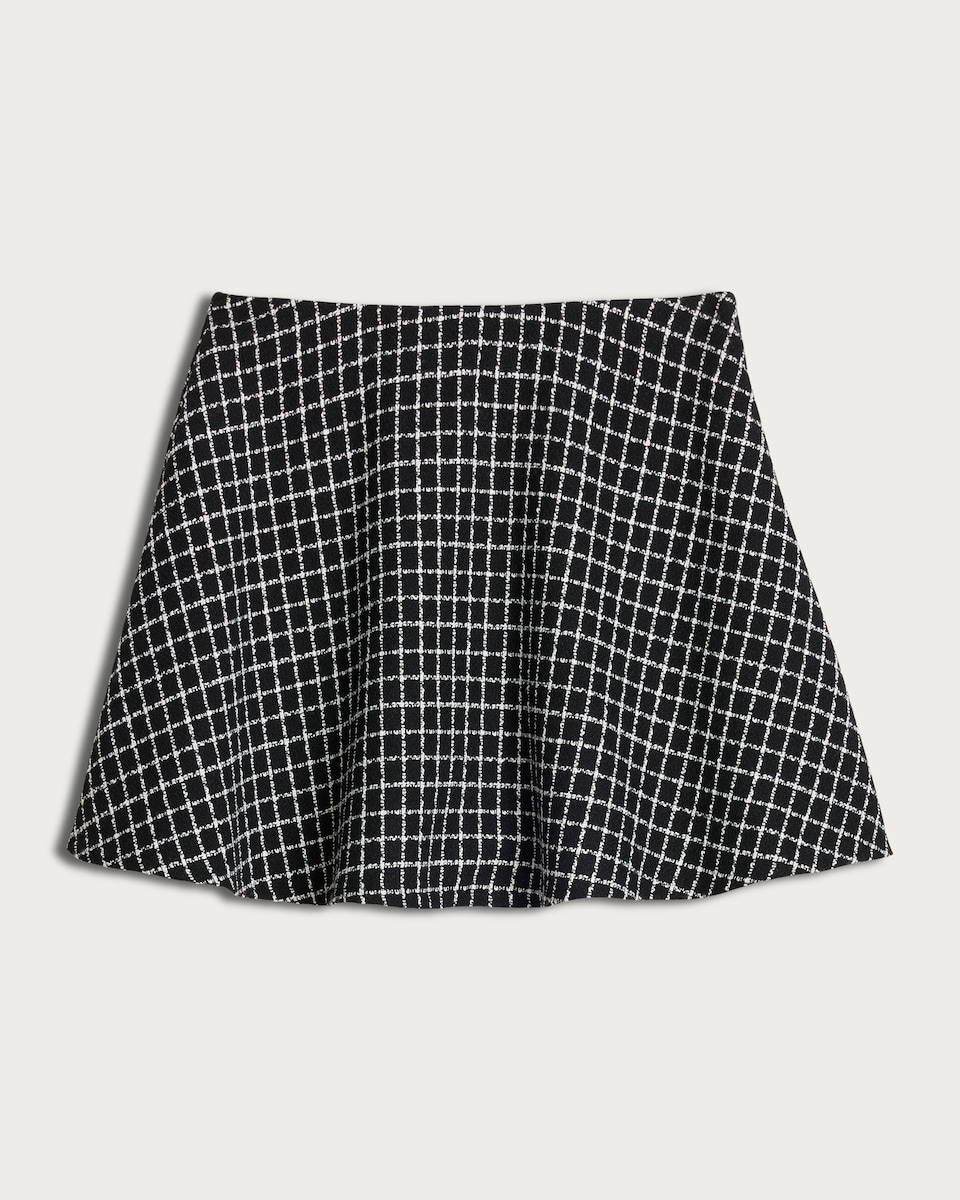 image 1 of F&F Checked Skater Mini Skirt in Black