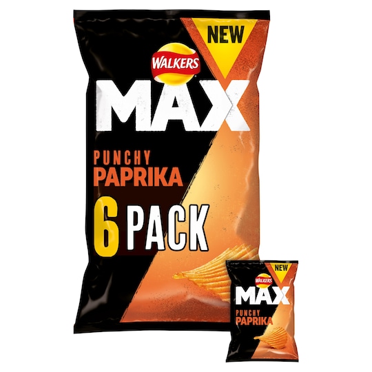 Walkers Max Paprika Crisps 6X27g Tesco Groceries