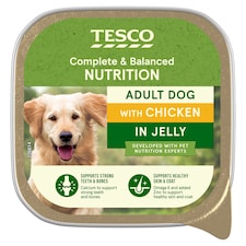 Tesco Adult Dog Chicken in Jelly Tray 300g