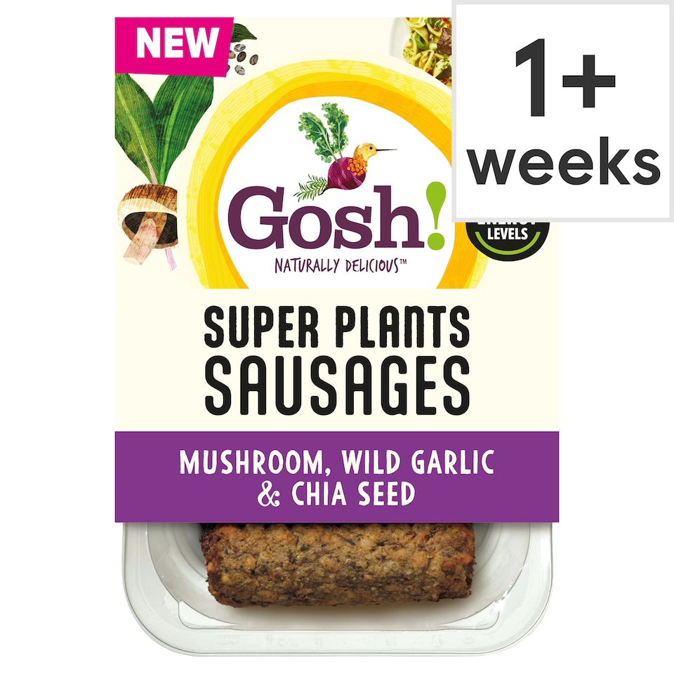 image 1 of Gosh! Super Plants Mushroom, Wild Garlic & Chia Seed Sausages 210g