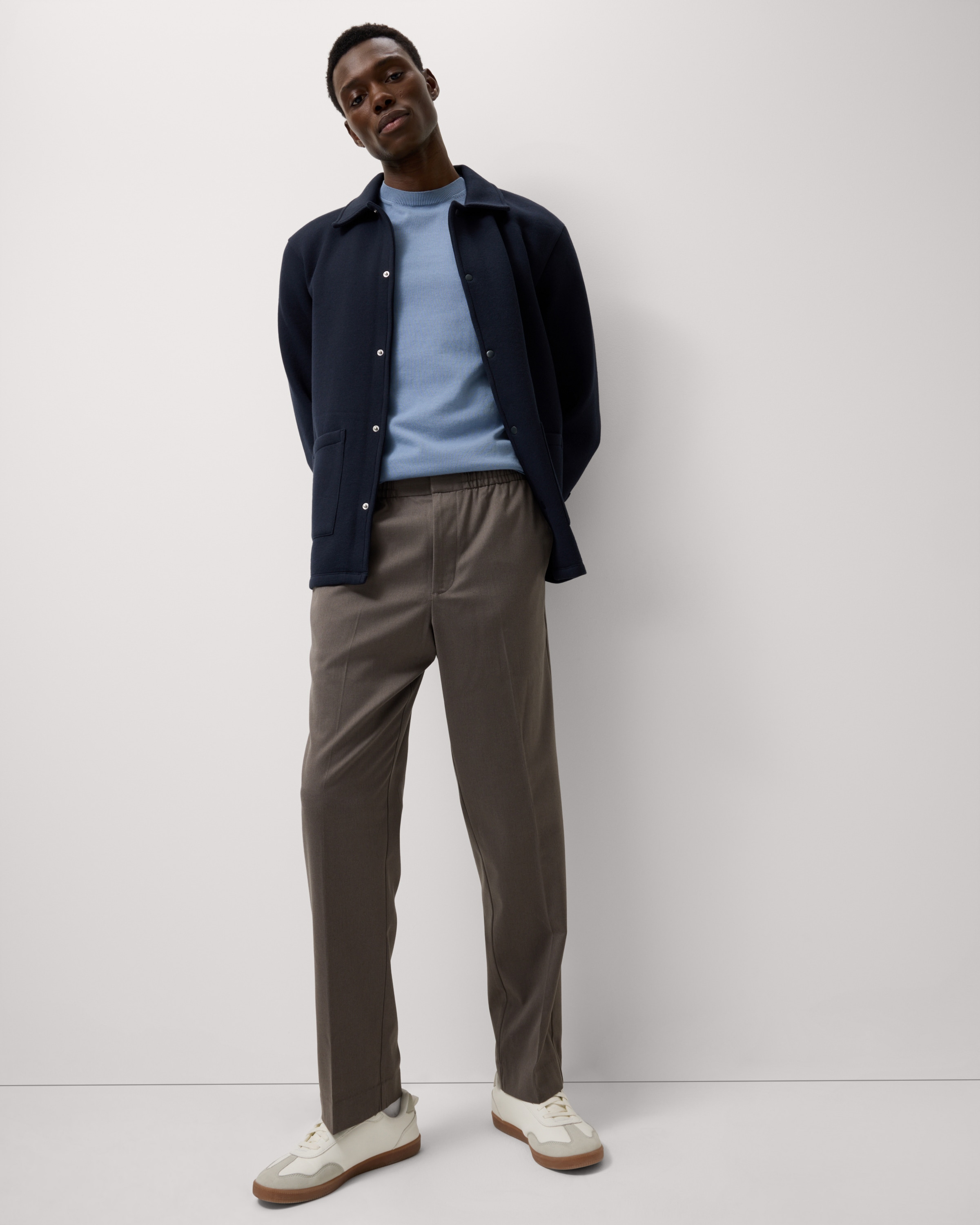 F&F Regular Fit Elasticated Waist Trousers in Neutral, 42 Regular