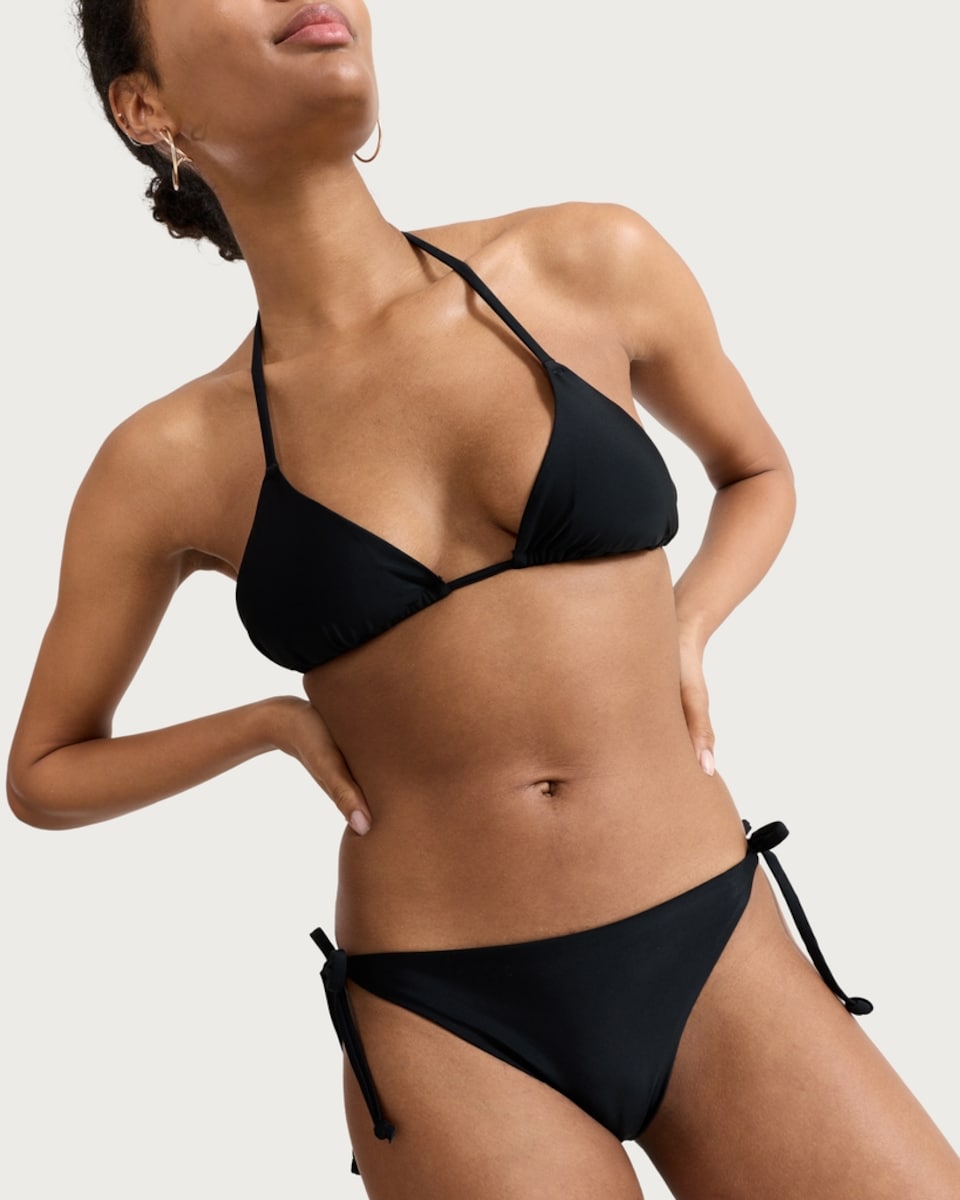 image 1 of F&F 2-Pack Tie Side Bikini Bottoms in Multi Black