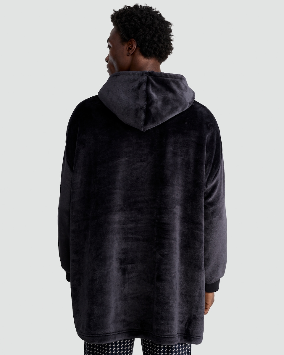 image 1 of F&F Fleece Oversized Pyjama Hoodie in Black