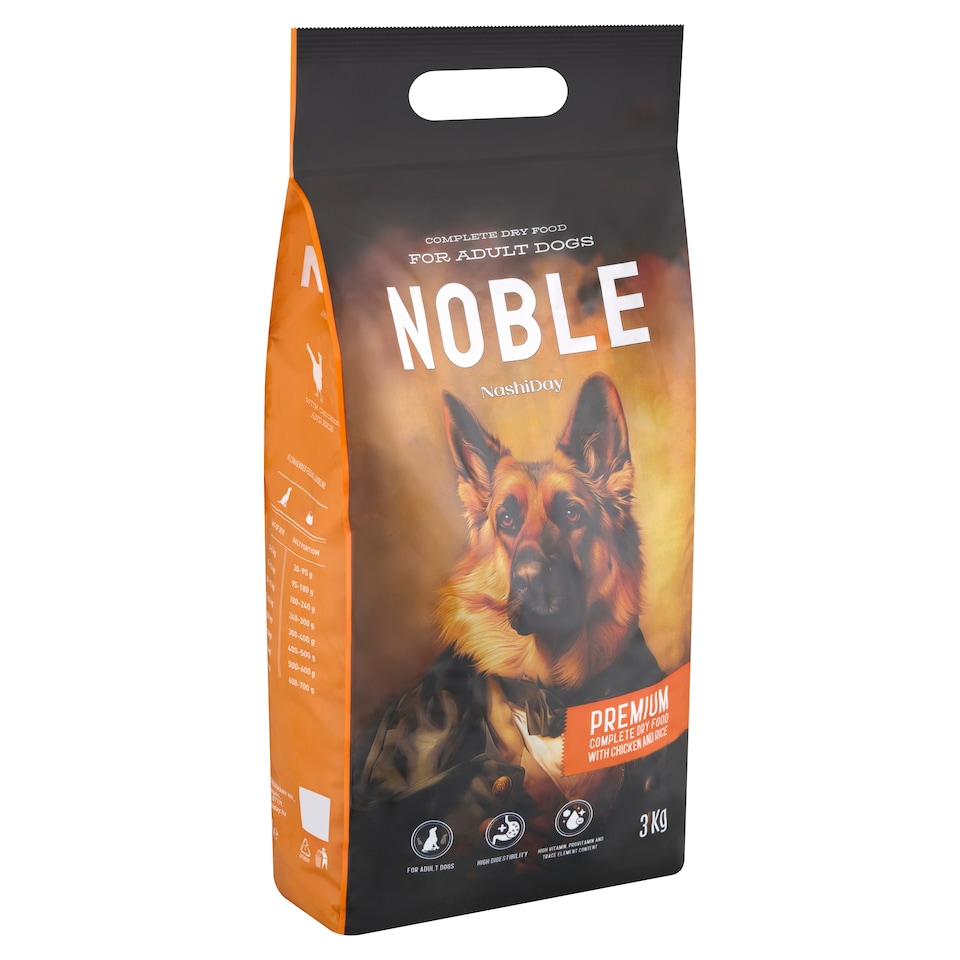 NashiDay Noble teljes értékű száraz állateledel felnőtt kutyák számára csirkével és rizzsel 3 kg  1. kép