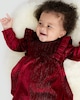 image 3 of F&F Baby Lurex Velvet Ruffle Trim Dress in Red