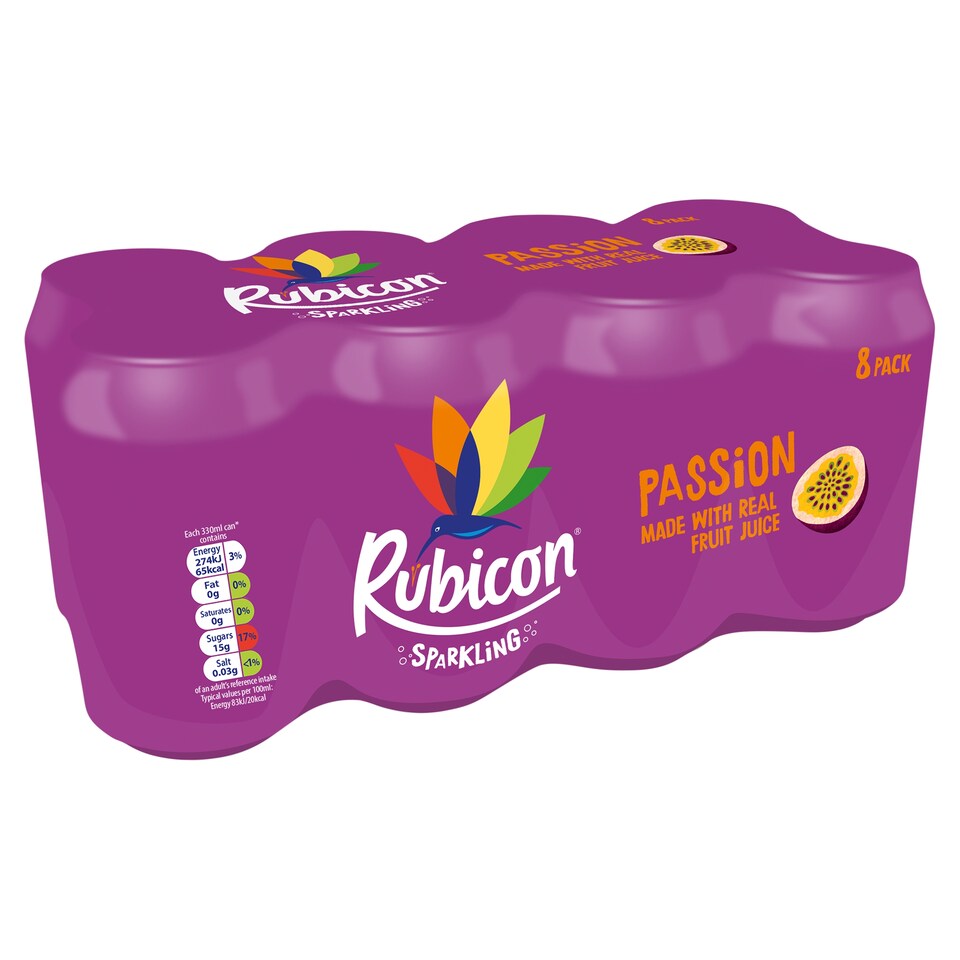 Rubicon Passion Fruit Sparkling Drink 8 X 330Ml