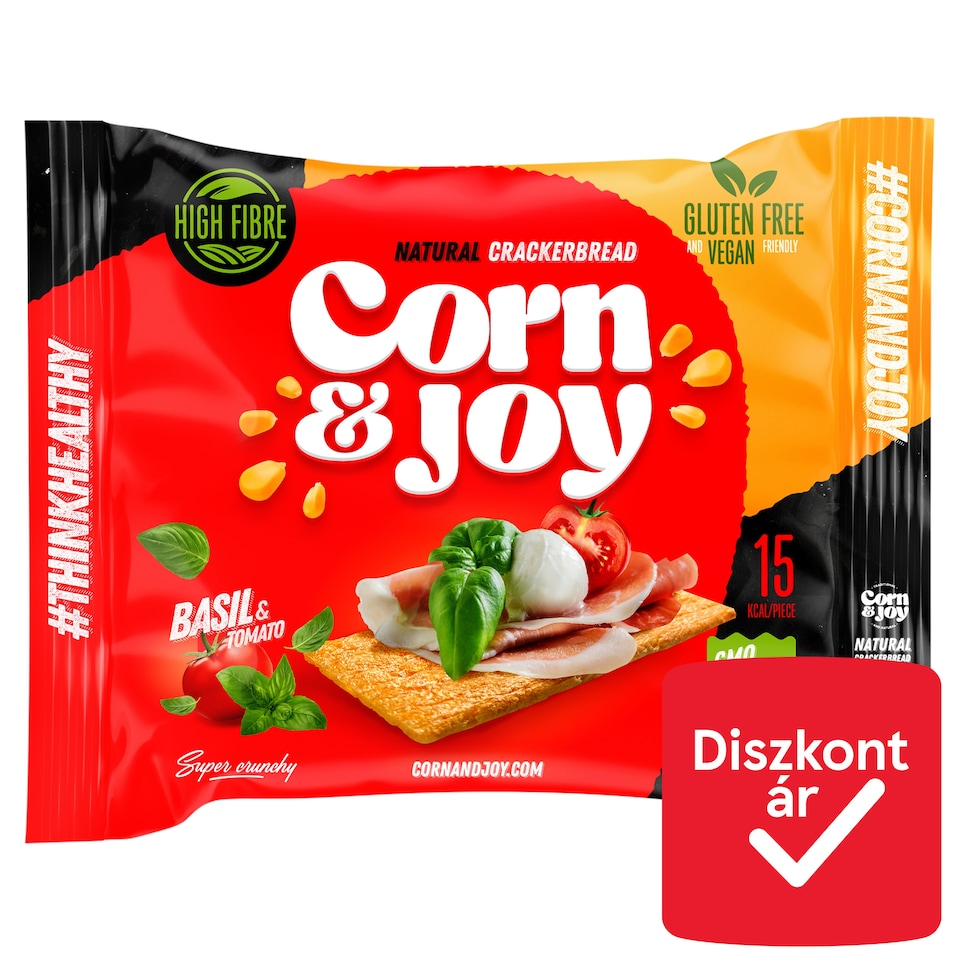 Corn & Joy extrudált kukorica kenyér paradicsommal és bazsalikommal 80 g