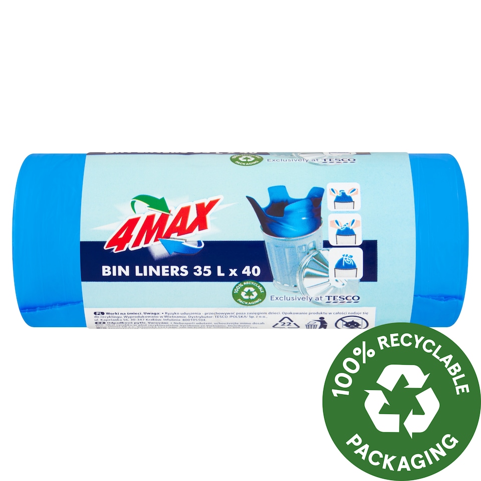 4MAX Bin Liners 35 L 40 pcs