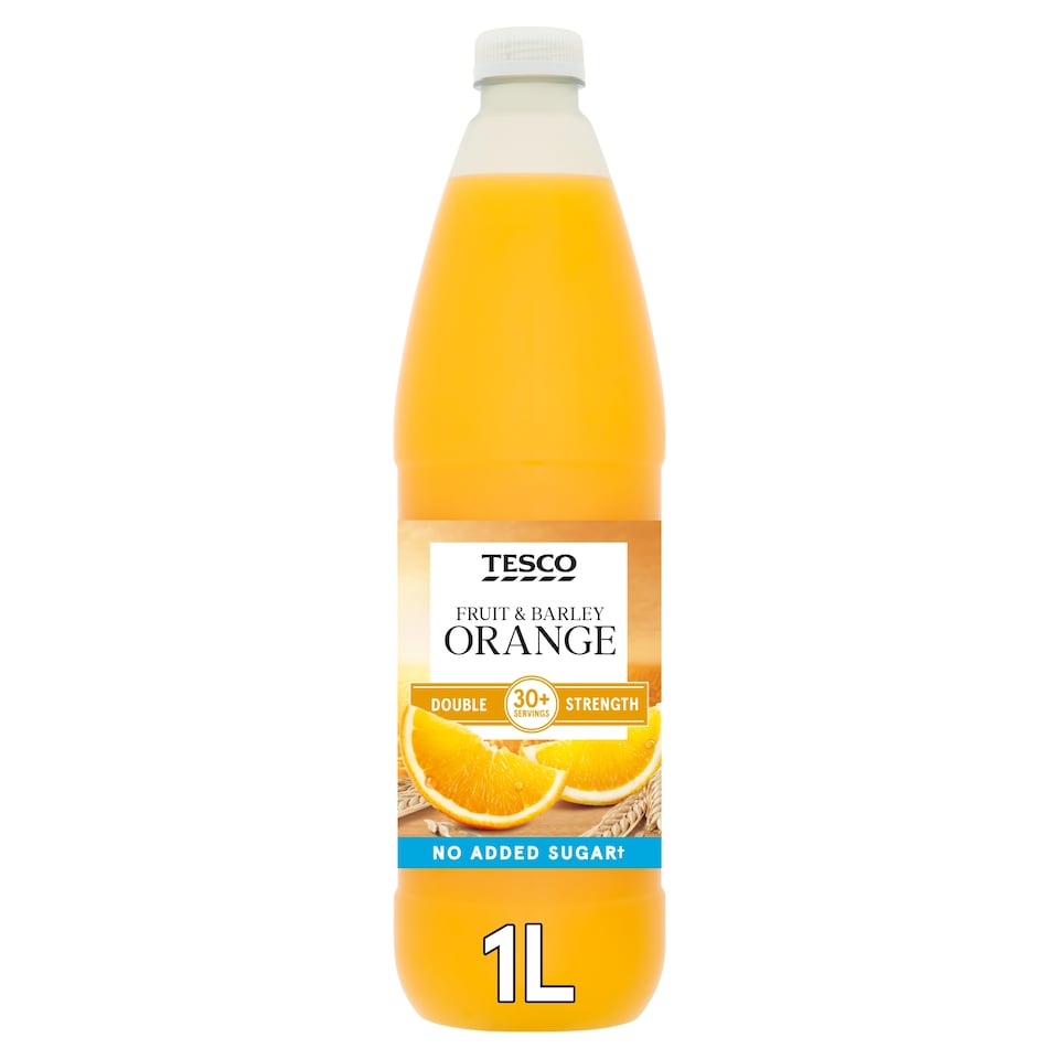 Tesco Double Strength Fruit & Barley No Added Sugar Orange 1L