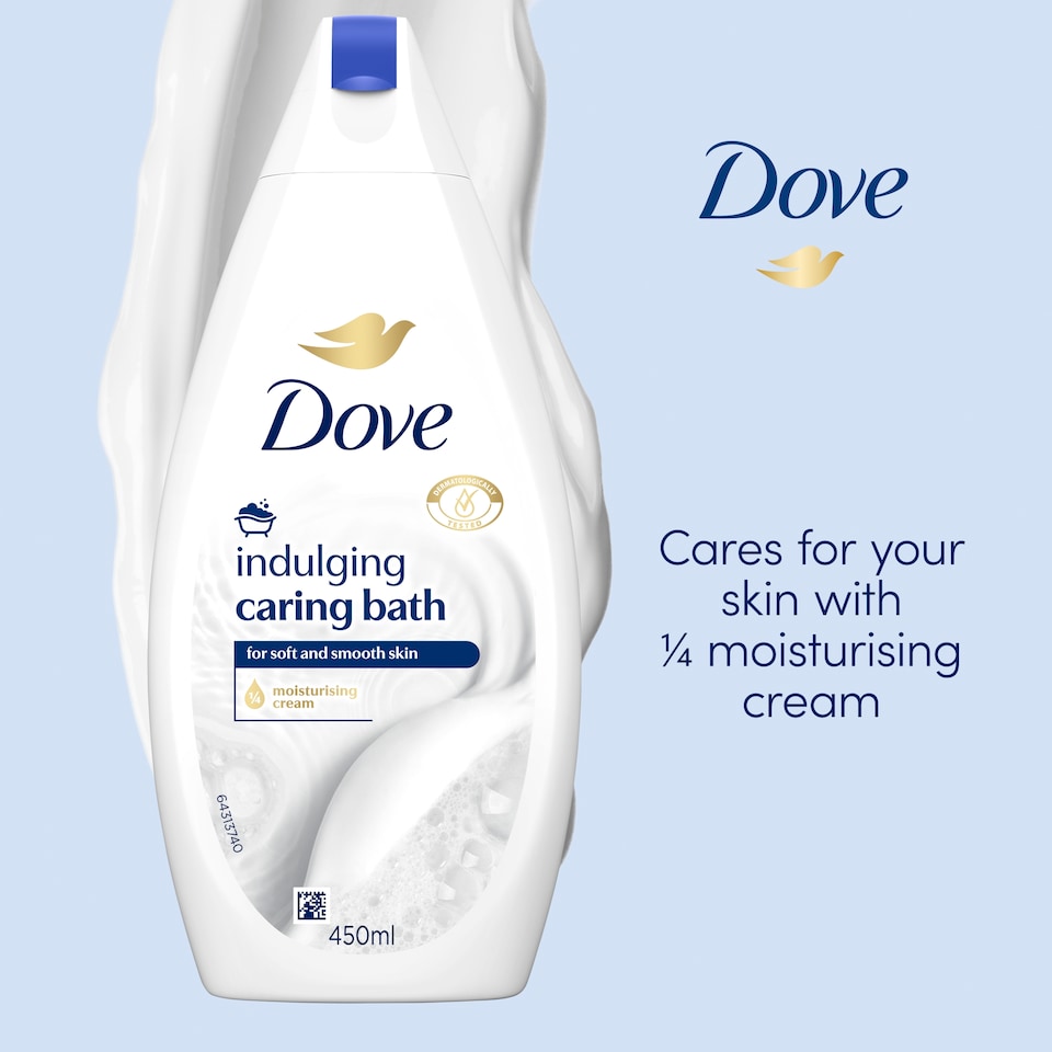 image 1 of Dove Caring Bath Indulging Cream Bath Soak Bubble Bath 450ml