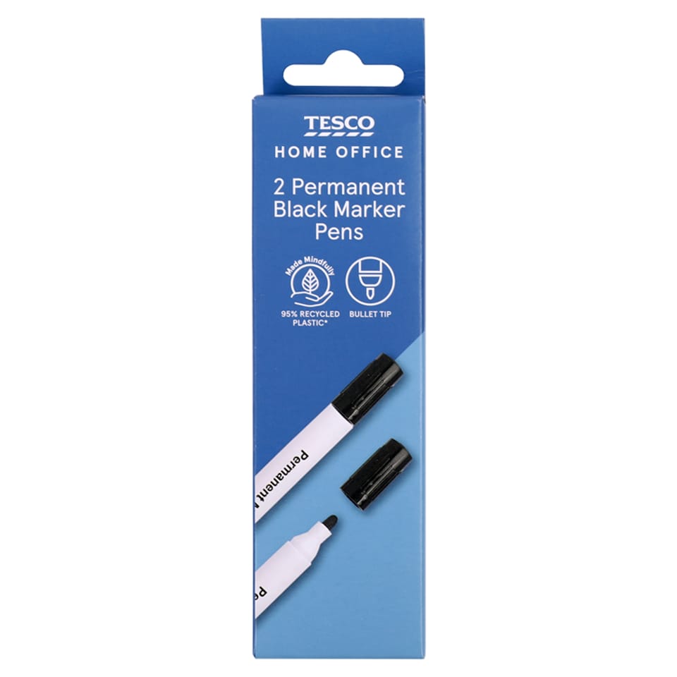 Tesco Permanent Marker Pens Black 2 Pack