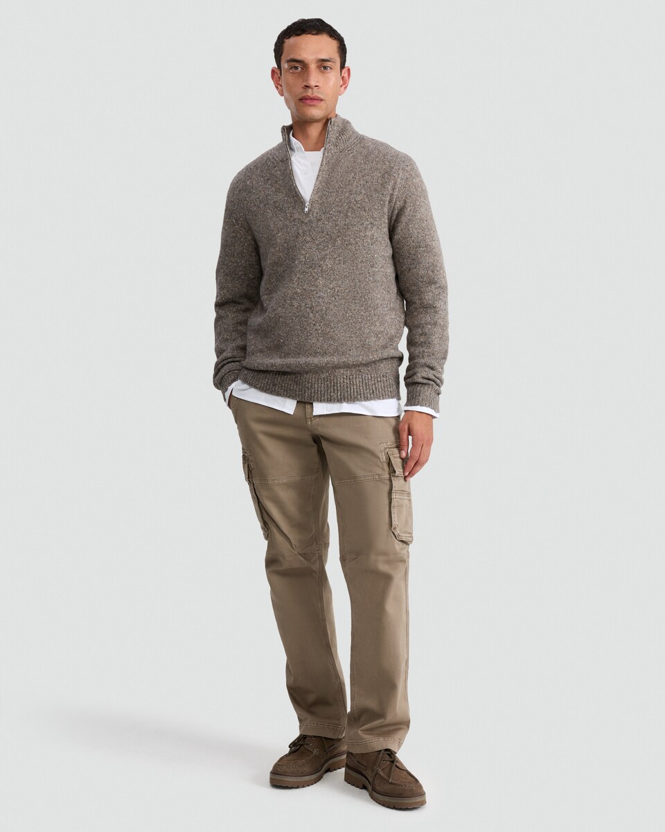image 1 of F&F Cotton Rich Straight Fit Utility Cargo Trousers in Sand