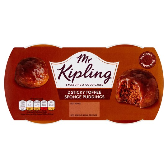Mr. Kippling Sponge Pudding Sticky Toffee 2X95g Tesco Groceries