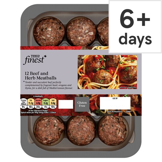 Tesco Finest 12 Beef And Herb Meatballs 336g Tesco Groceries