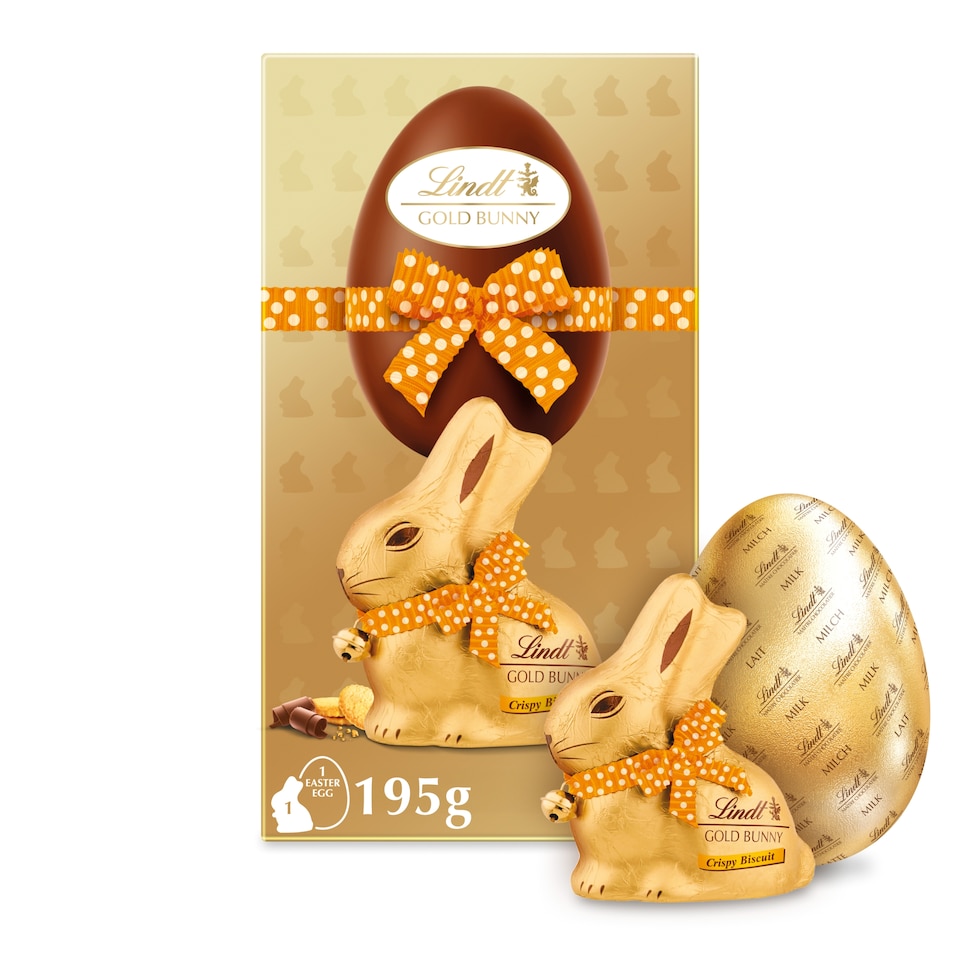 image 1 of Lindt Gold Bunny Milk Chocolate Egg with Biscuit 195g 