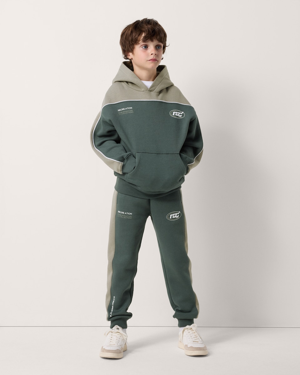 image 1 of F&F Boys Cotton Rich Hoodie and Joggers Set in Khaki